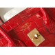 Hermes Birkin 25cm Bag In Red Embossed Crocodile Leather