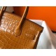 Hermes Birkin 30cm Bag In Gold Embossed Crocodile Leather