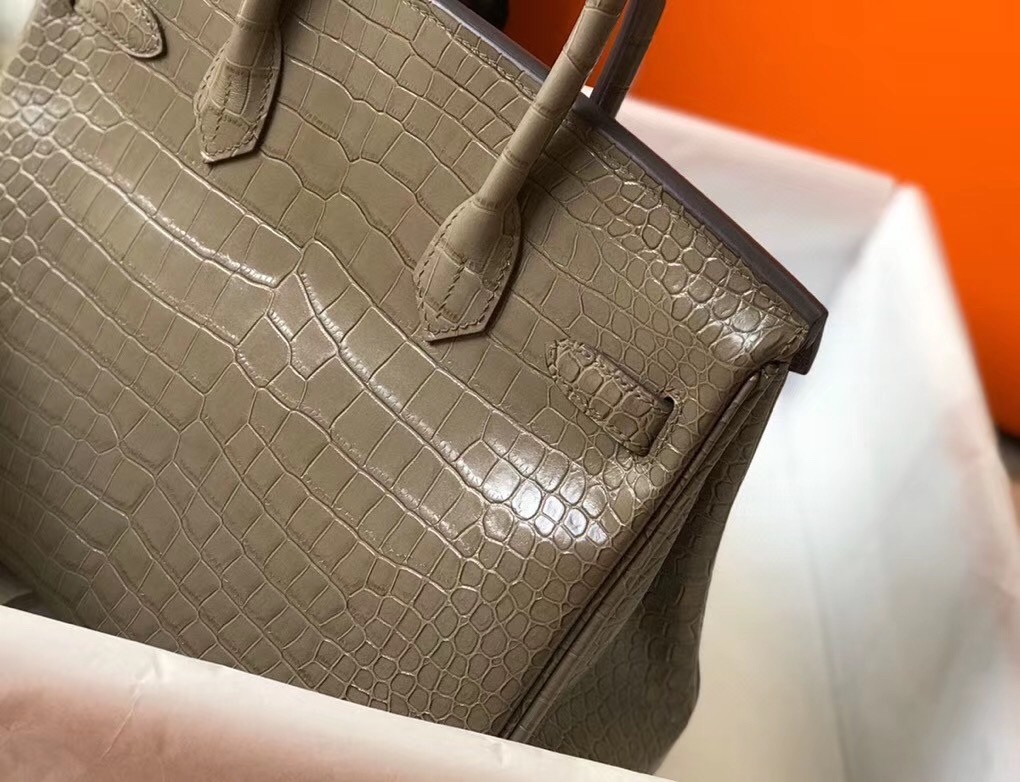 Hermes Birkin 30cm Bag In Taupe Embossed Crocodile Leather