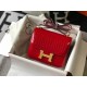 Hermes Constance 18cm Bag In Red Embossed Crocodile