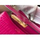 Hermes Constance 24cm Bag In Rose Red Embossed Crocodile