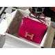 Hermes Constance 18cm Bag In Rose Red Embossed Crocodile