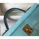 Hermes Kelly Mini II Bag In Blue Atoll Crocodile Embossed Leather