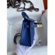 Hermes Blue Electric Ostrich Kelly Mini II Handmade Bag