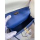 Hermes Blue Electric Ostrich Kelly Mini II Handmade Bag