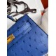 Hermes Blue Electric Ostrich Kelly Mini II Handmade Bag