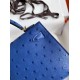 Hermes Blue Electric Ostrich Kelly Mini II Handmade Bag