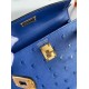 Hermes Blue Electric Ostrich Kelly Mini II Handmade Bag