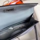 Hermes Blue Lin Ostrich Kelly Mini II Handmade Bag