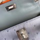 Hermes Blue Lin Ostrich Kelly Mini II Handmade Bag