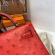 Hermes Red Ostrich Kelly Mini II Handmade Bag