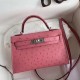 Hermes Terre Cutie Ostrich Kelly Mini II Handmade Bag