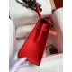 Hermes Red Ostrich Kelly 28cm Handmade Bag