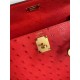 Hermes Red Ostrich Kelly 28cm Handmade Bag