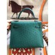 Hermes Vert Vertigo Ostrich Kelly 25cm Handmade Bag