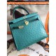 Hermes Vert Vertigo Ostrich Kelly 25cm Handmade Bag