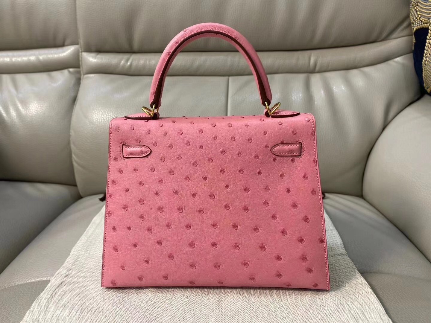 Hermes Terre Cutie Ostrich Kelly 25cm Handmade Bag