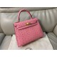 Hermes Terre Cutie Ostrich Kelly 25cm Handmade Bag