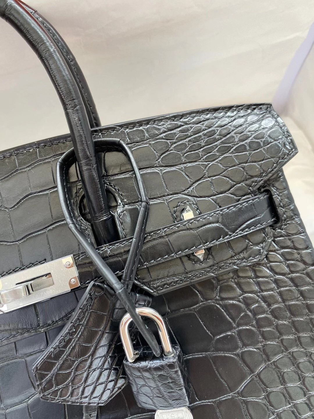 Hermes Black Birkin 25cm Matte Alligator Crocodile Skin Bag