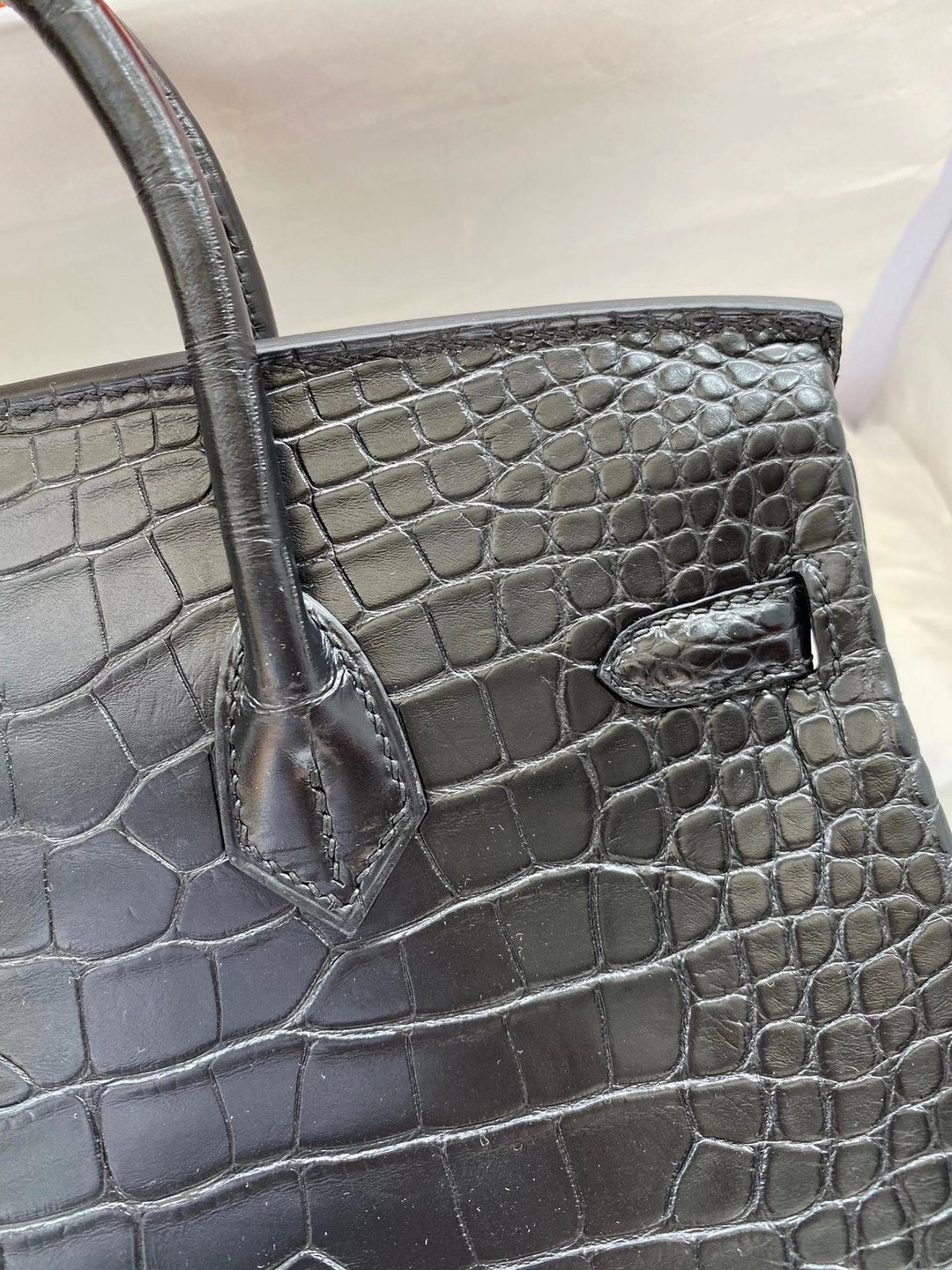 Hermes Black Birkin 25cm Matte Alligator Crocodile Skin Bag