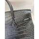 Hermes Black Birkin 25cm Matte Alligator Crocodile Skin Bag