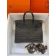 Hermes Black Birkin 25cm Matte Alligator Crocodile Skin Bag