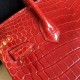 Hermes Red Birkin 30cm Crocodile Niloticus Shiny Bag