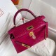 Hermes Rose Red Alligator Crocodile Kelly Mini II Handmade Bag