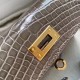 Hermes Taupe Grey Alligator Crocodile Kelly Mini II Handmade Bag