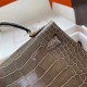 Hermes Taupe Grey Alligator Crocodile Kelly Mini II Handmade Bag