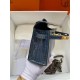 Hermes Blue Shiny Alligator Crocodile Kelly Pochette Bag