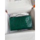 Hermes Green Shiny Alligator Crocodile Kelly Pochette Bag