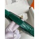 Hermes Green Shiny Alligator Crocodile Kelly Pochette Bag