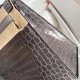 Hermes Grey Kelly 25cm Shiny Niloticus Crocodile Skin Bag