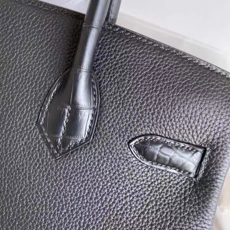 Hermes Black Touch Birkin 30cm Bag Matte Niloticus Crocodile Skin