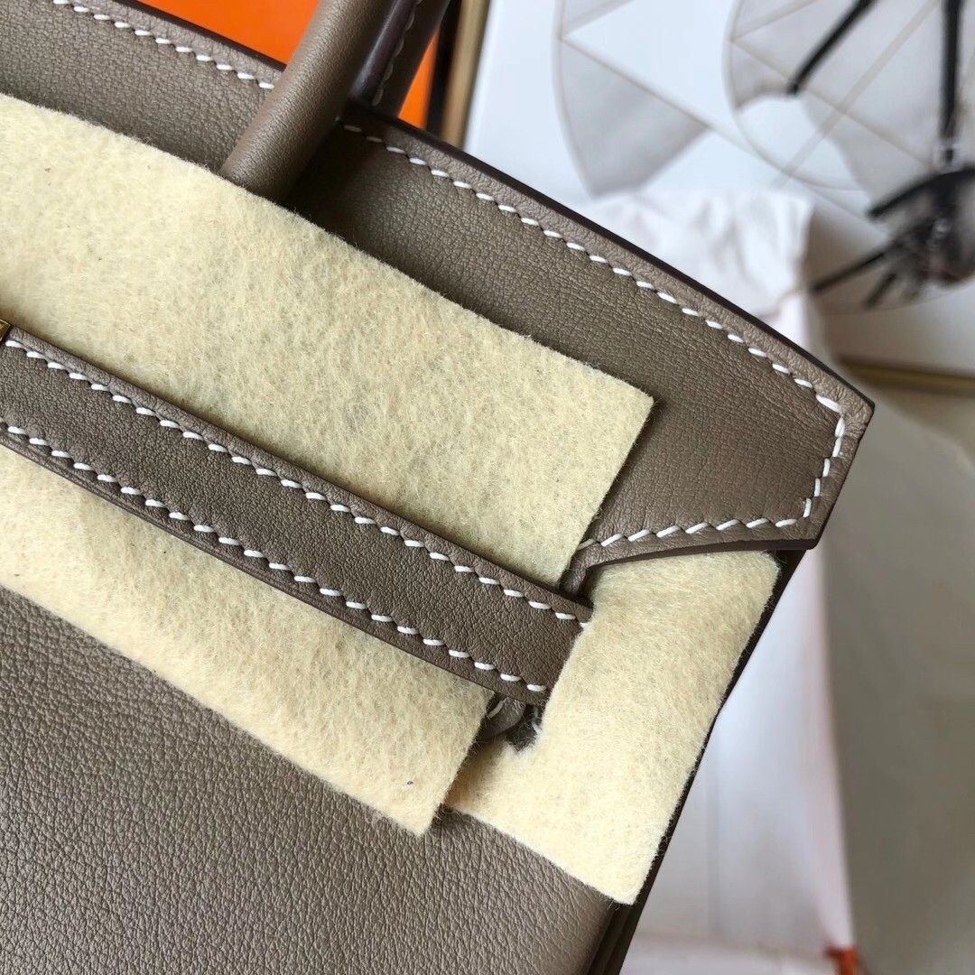 Hermes Taupe Birkin 25cm Swift Handmade Bag