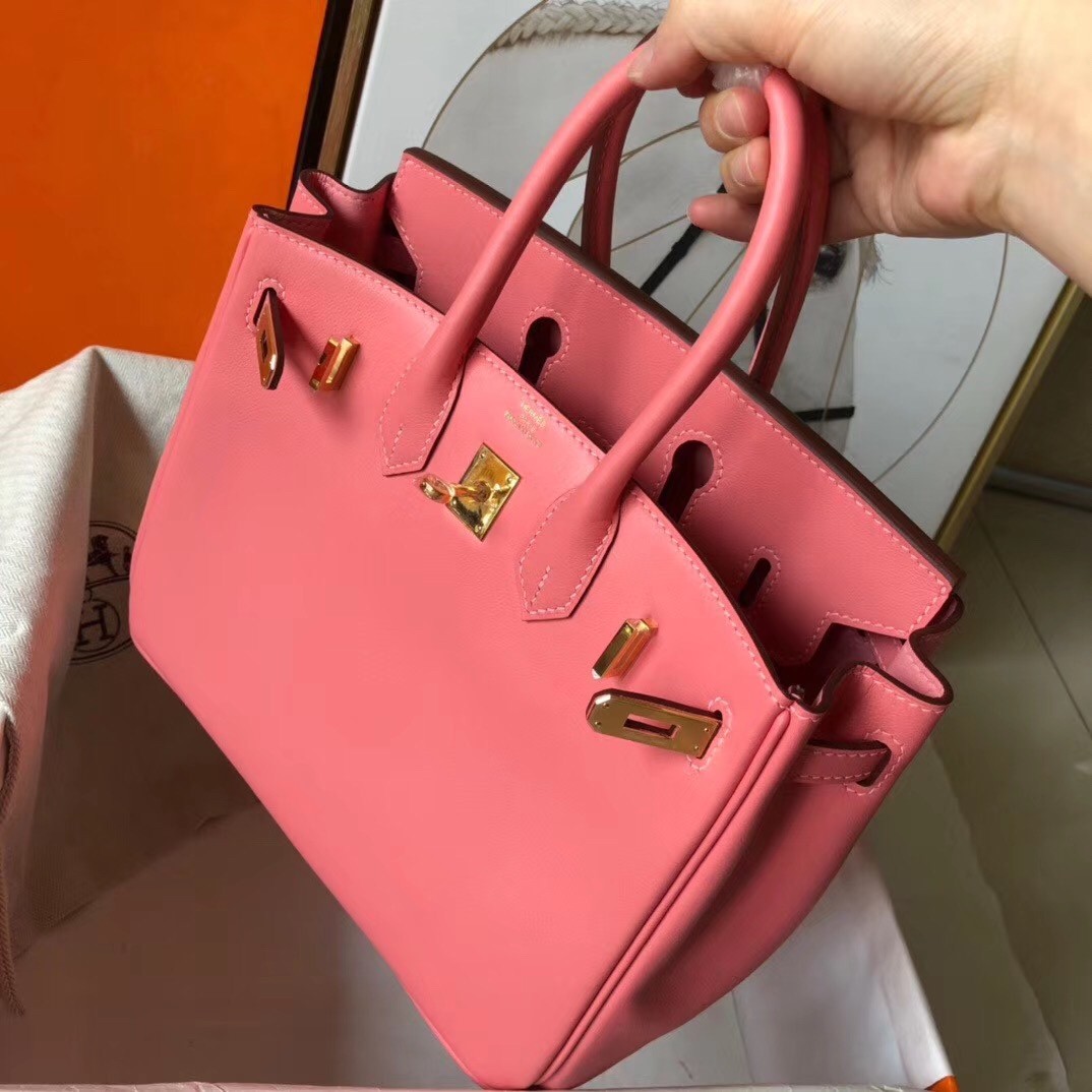 Hermes Rose Lipstick Birkin 25cm Swift Handmade Bag