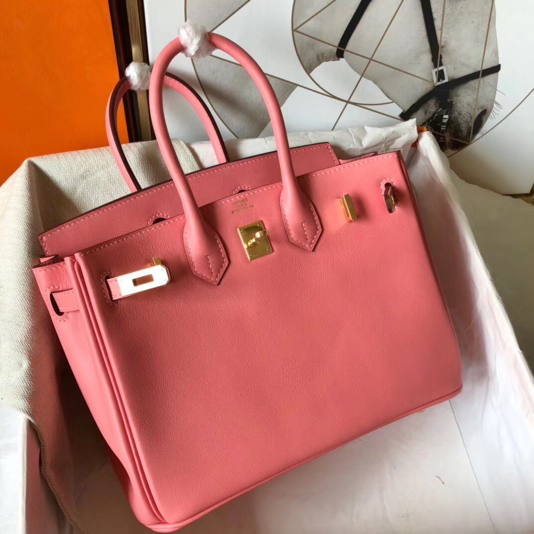 Hermes Rose Lipstick Birkin 25cm Swift Handmade Bag