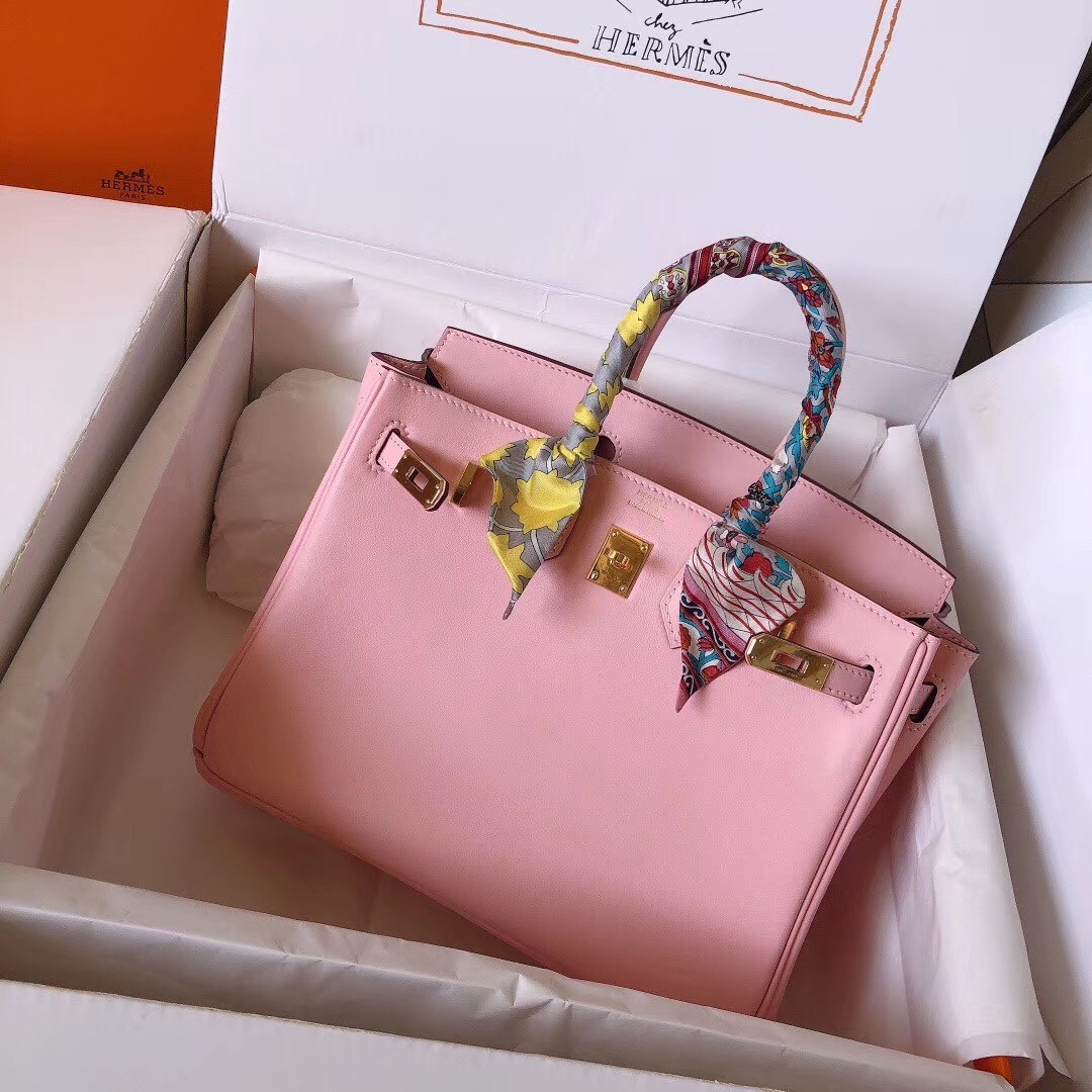 Hermes Pink Birkin 25cm Swift Handmade Bag