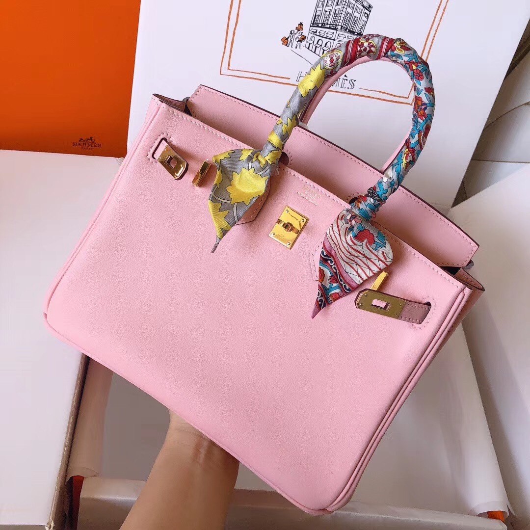 Hermes Pink Birkin 25cm Swift Handmade Bag