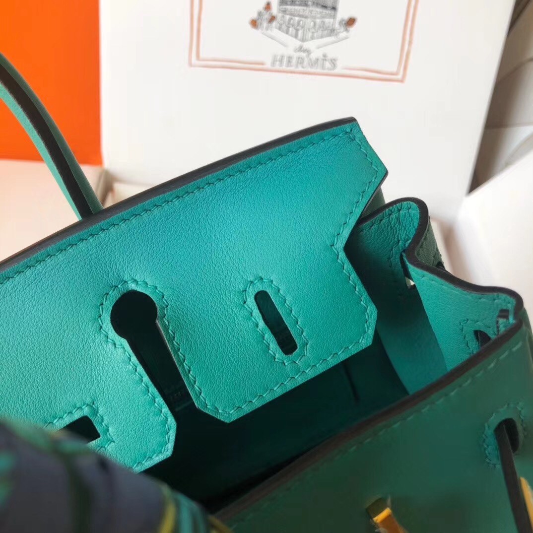 Hermes Malachite Birkin 25cm Swift Handmade Bag