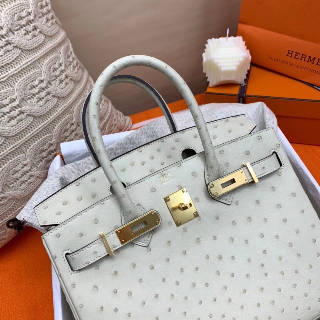 Hermes Beton Birkin 30cm Ostrich Handmade Bag