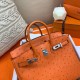 Hermes Orange Birkin 25cm Ostrich Handmade Bag