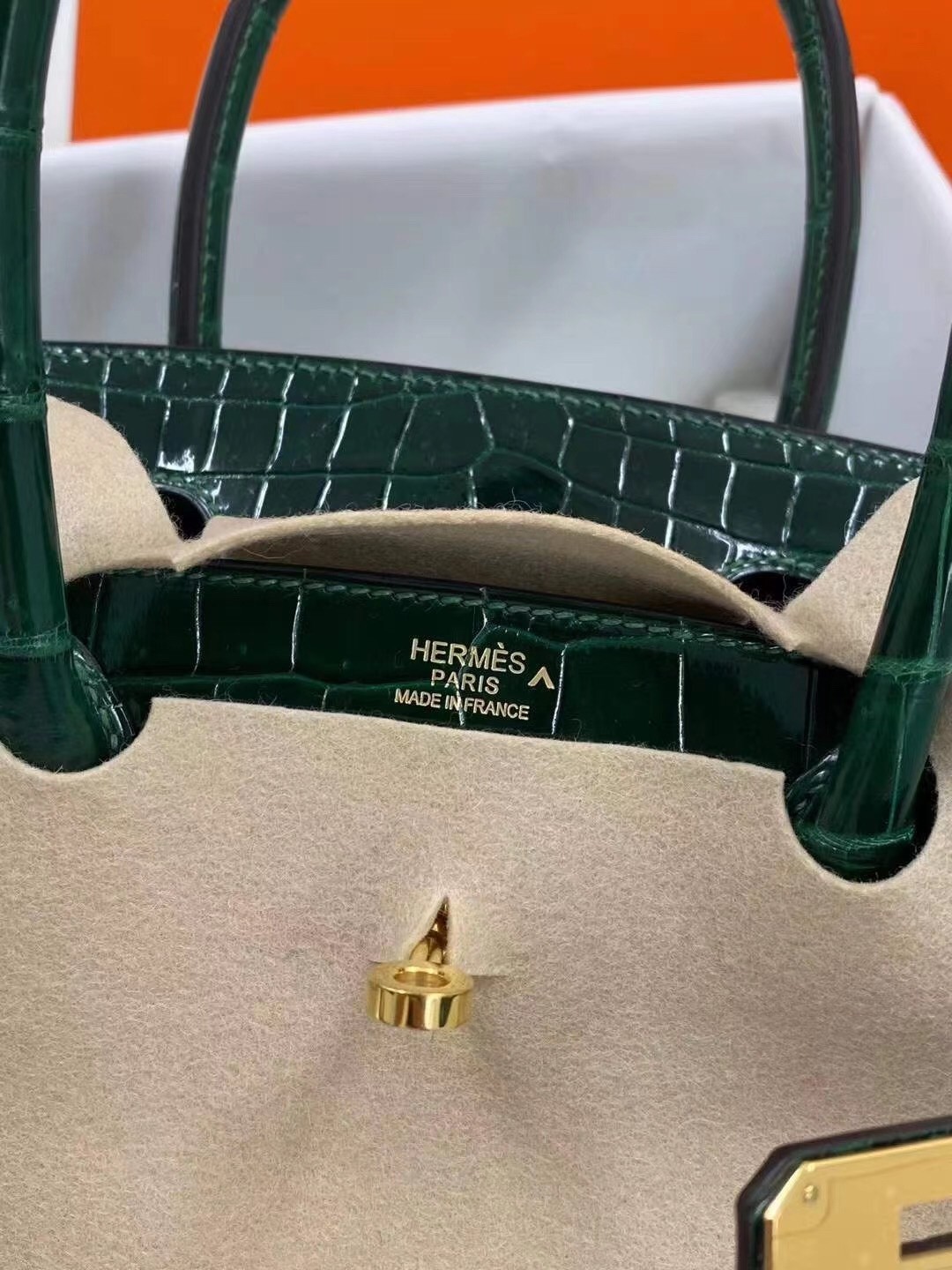 Hermes Birkin 30cm Bag In Green Crocodile Porosus Shiny Skin