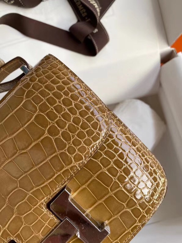 Hermes Constance 24cm Bag In Light Brown Alligator Crocodile Skin