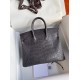 Hermes Dark Grey Birkin 25cm Matte Alligator Crocodile Skin Bag