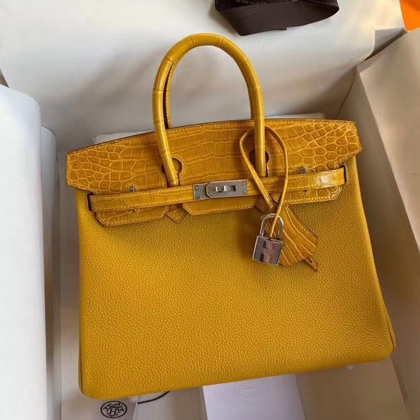 Hermes Yellow Touch Birkin 30cm Bag Shiny Niloticus Crocodile Skin