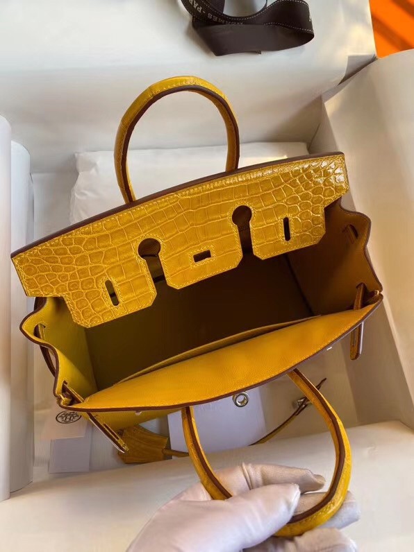 Hermes Yellow Touch Birkin 30cm Bag Shiny Niloticus Crocodile Skin