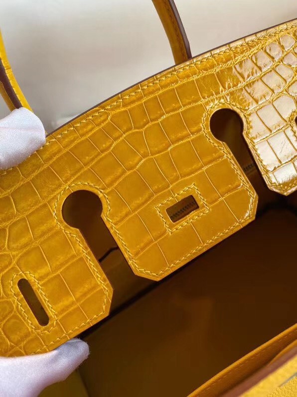 Hermes Yellow Touch Birkin 30cm Bag Shiny Niloticus Crocodile Skin