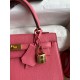 Hermes Kelly Sellier 25 Handmade Bag In Rose Lipstick Mysore Goatskin